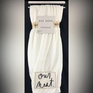 NWT RAE DUNN White Plush Patch Blanket/Throw ‘OUR NEST’ 50x70